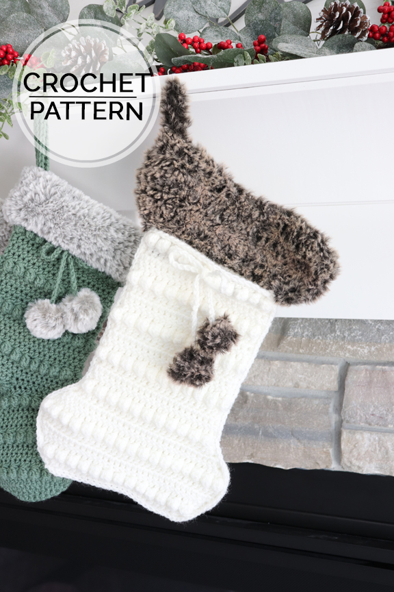 Large Faux Fur Dog Bone Stocking Crochet Pattern