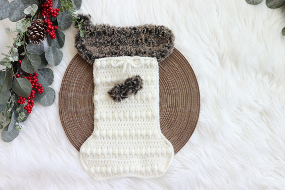 enjoy Christmas with your bigger fur-babies and this adorable Large Boho Dog Bone Stocking crochet pattern