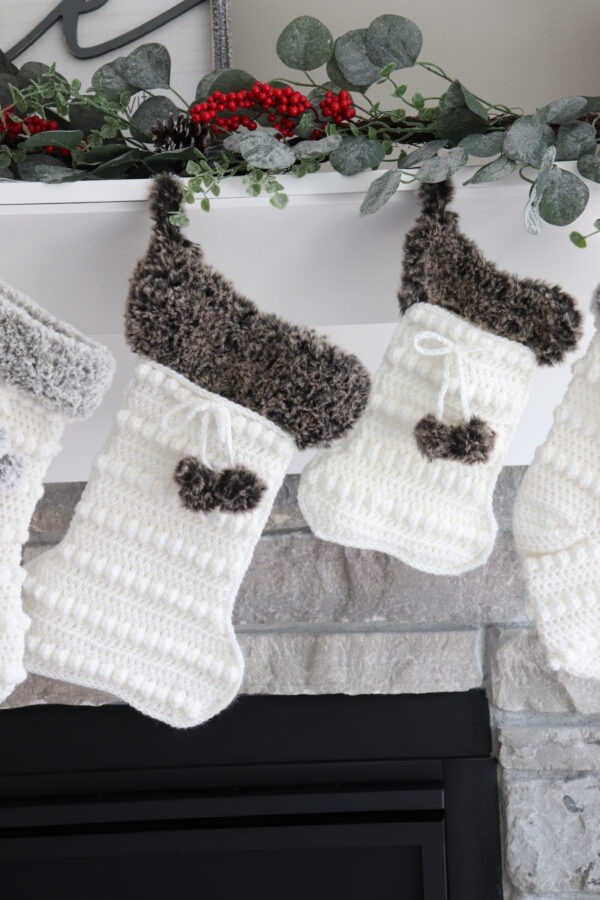 Faux Fur Dog Bone Stocking Crochet Pattern