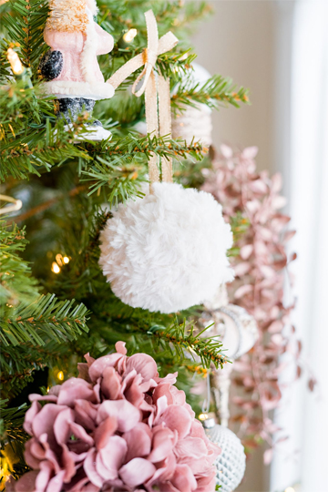 White faux fur crochet ornament