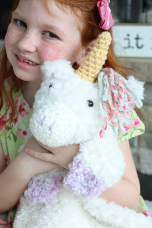 Faux Fur Unicorn Crochet Snuggler Pattern
