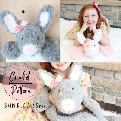 crochet bunny bundle of 3 sizes