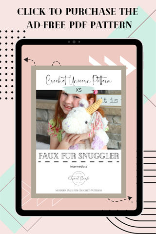 Download the Faux Fur Amigurumi Unicorn Crochet written Pattern