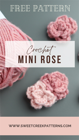 Crochet mini rose title graphic