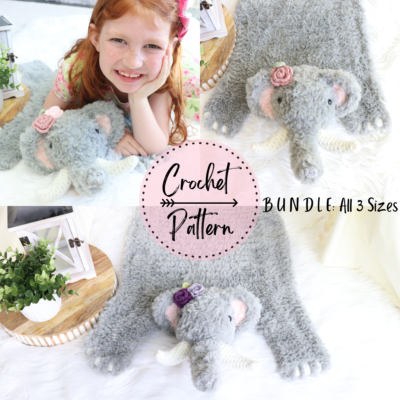 bundle of 3 crochet elephant sizes