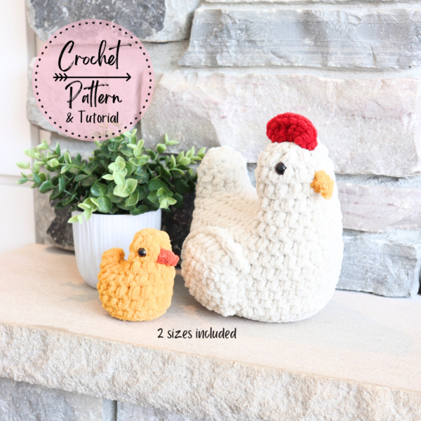 Mama and Baby chicken pattern on brick. This is a pattern available in my shop